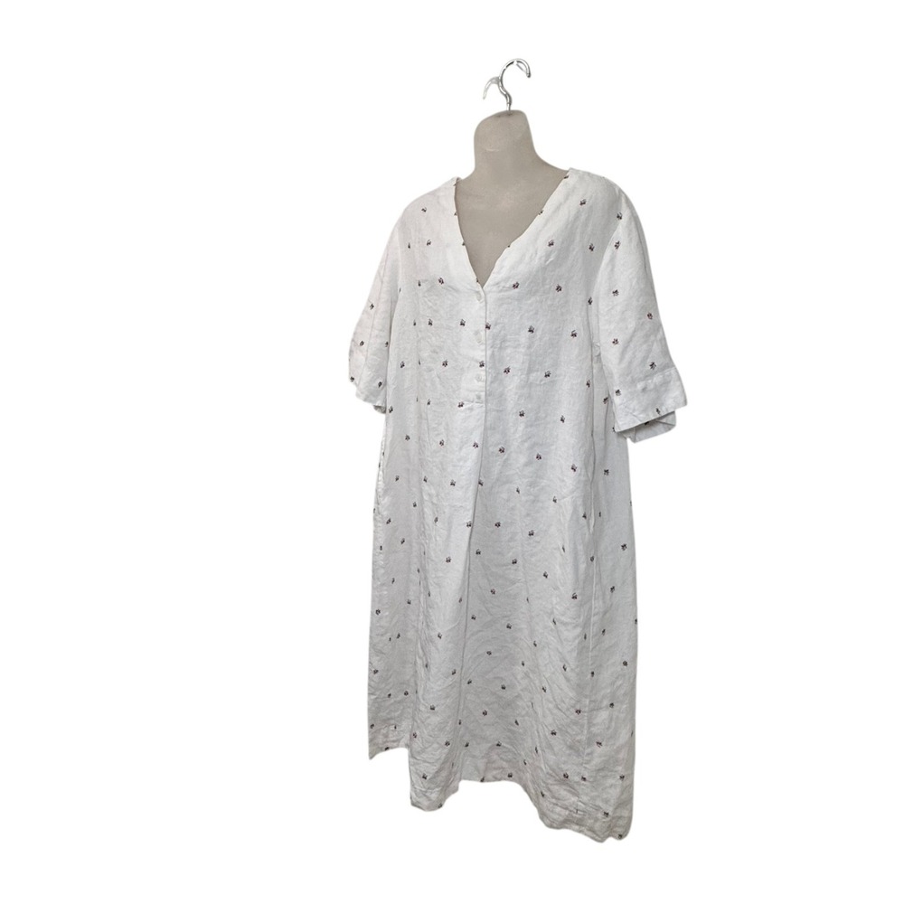 Deiji Studios Rose Dress White Linen Midi Dress Minimalist Oversized Relaxed M/L - Picture 3 of 9